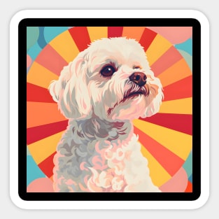 70s Bichon Frise Vibes: Pastel Pup Parade Sticker